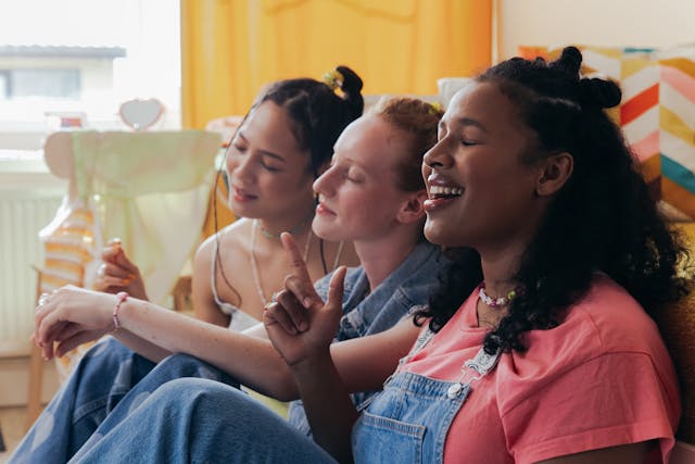 Three women singing