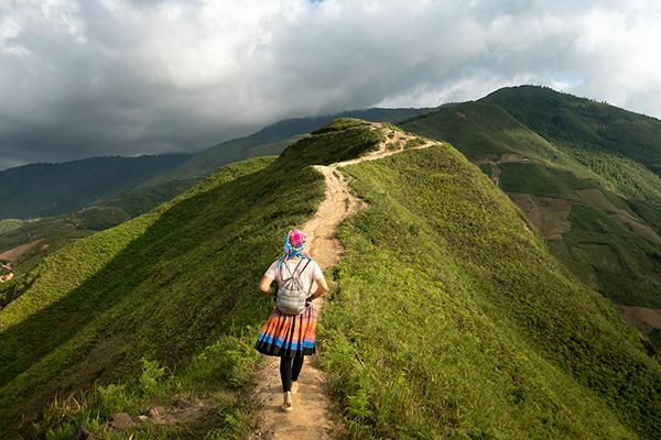 walking alone in the mountains