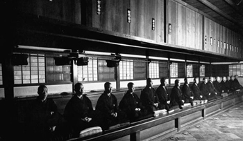 zen monks meditating small