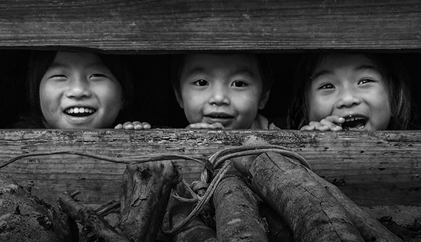 Three laughing children